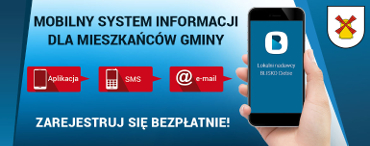 Plakat informacyjny Systemu Powiadamiania Mieszkańców Gminy Sośno firmy SISMS